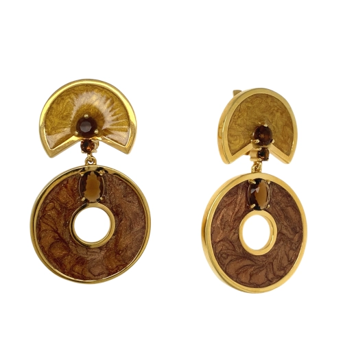 Серьги (Сплав) эмаль, цветной фианит