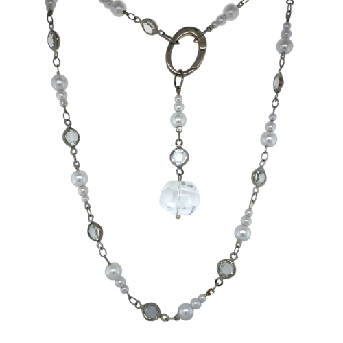 Колье (Сплав) жемчуг синт., фианит