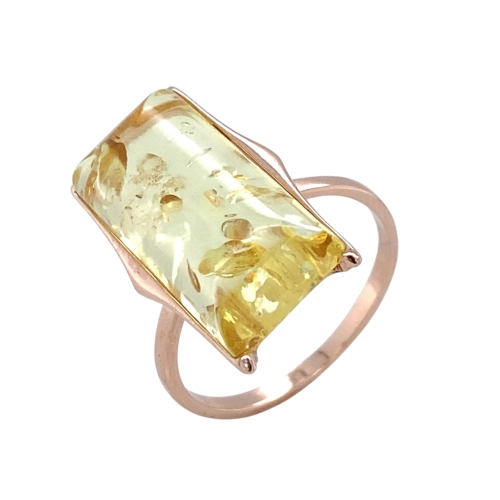 Кольцо (925 п) янтарь желтый