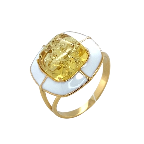 Кольцо (925 п) янтарь желтый, эмаль