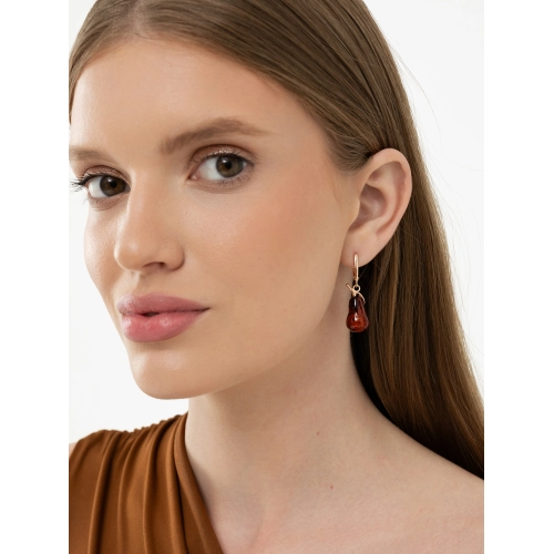 Серьги из серебра 925 пробы с позолотой, с янтарем
