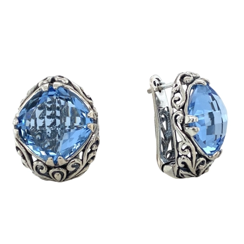 Серьги из серебра 925 пробы с топазами и искусственным кварцем