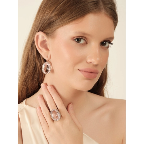 Кольцо из серебра 925 пробы с искусственнм розовым кварцем