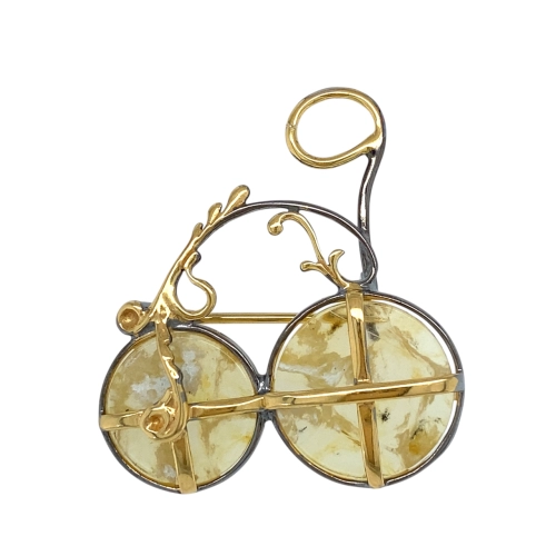 Брошь (925 п) янтарь белый