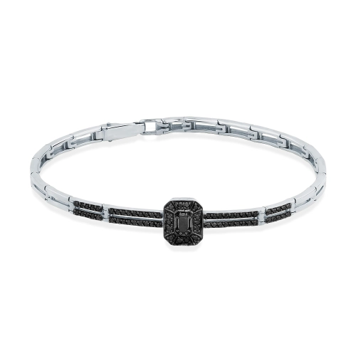Браслет (585 б) черный бриллиант жесткий