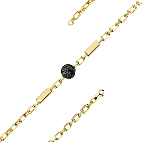 Браслет (585 ж) черный бриллиант