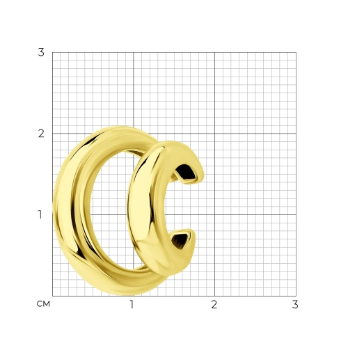Моносерьга кафф из серебра 925 пробы с позолотой