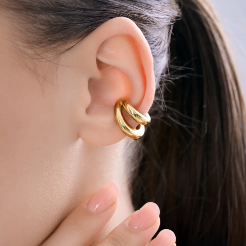 Моносерьга кафф из серебра 925 пробы с позолотой