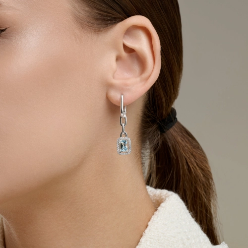 Серьги из серебра 925 пробы с топазами и фианитами