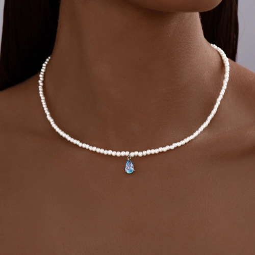 Колье чокер из искусственного жемчуга с серебряным замком 925 пробы