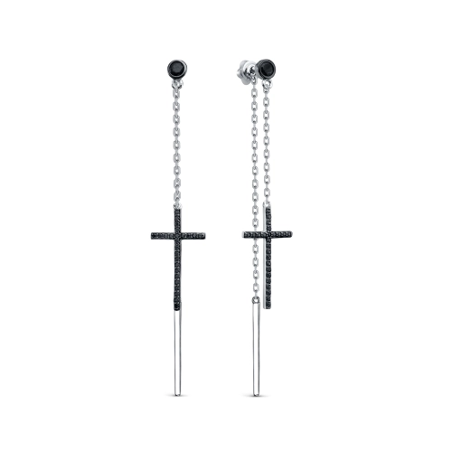 Серьги пусеты из серебра 925 пробы с цветными фианитами