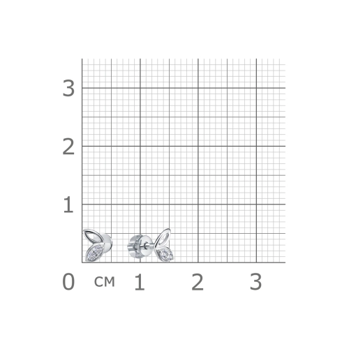 Серьги пусеты из серебра 925 пробы с фианитами