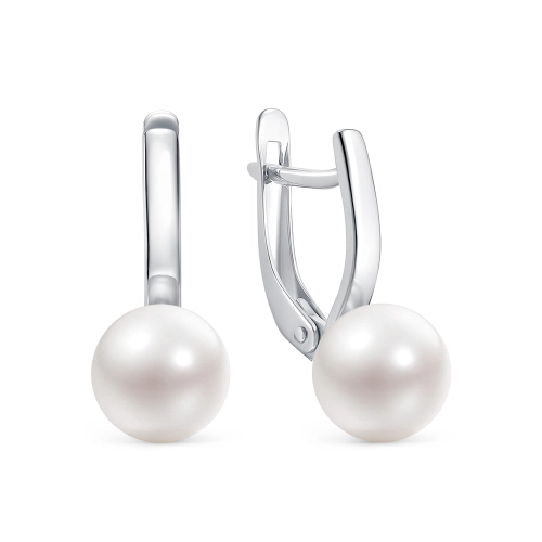 Серьги из серебра 925 пробы с искусственным жемчугом