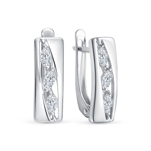 Серьги из серебра 925 пробы с фианитами