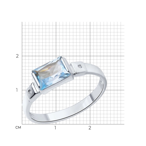 Кольцо из серебра 925 пробы с топазами и бриллиантами