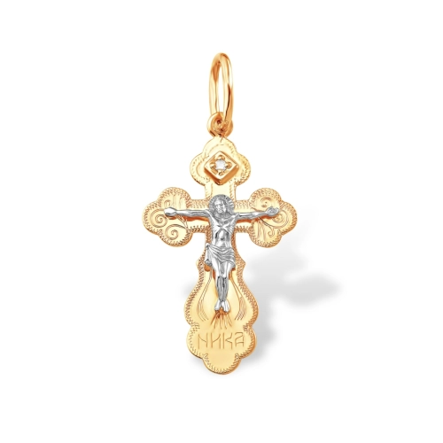 Подвеска Крест из золота 585 пробы с бриллиантами