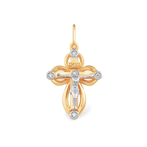 Подвеска Крест из золота 585 пробы с бриллиантами