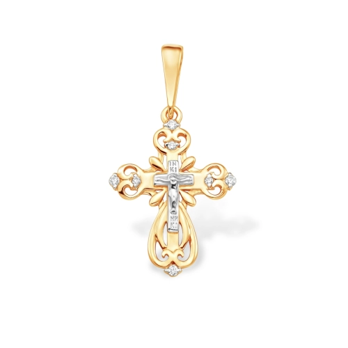 Подвеска Крест из золота 585 пробы с бриллиантами