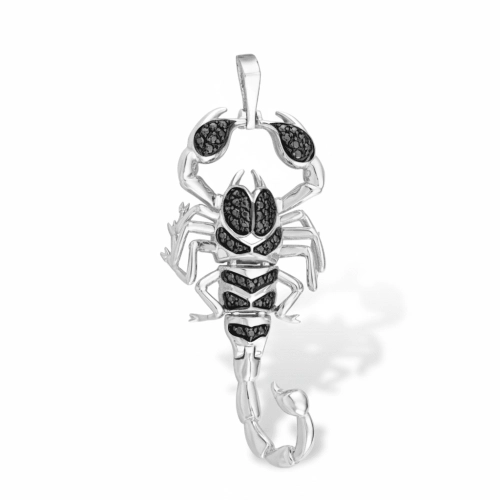 Подвеска из белого золота 585 пробы с черными бриллиантами