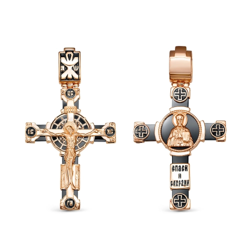 Подвеска (585) оникс, эмаль крест