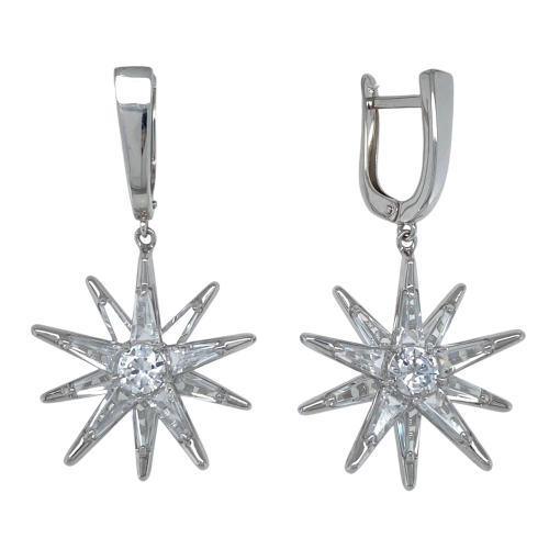 Серьги из серебра 925 пробы с фианитами