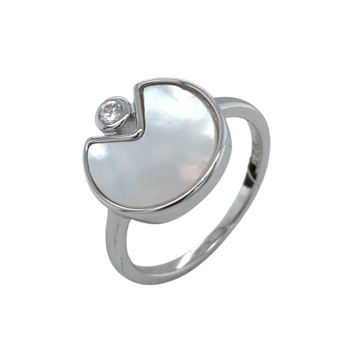 Кольцо (925) перламутр, циркон