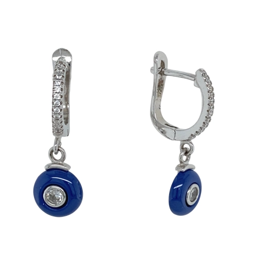 Серьги из серебра 925 пробы с керамикой и цирконами