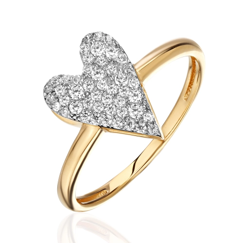 Кольцо из желтого золота 585 пробы с фианитами