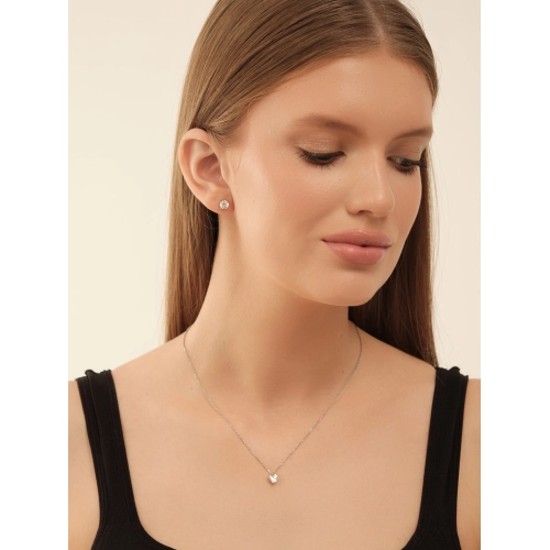 Колье из белого золота 585 пробы с фианитами