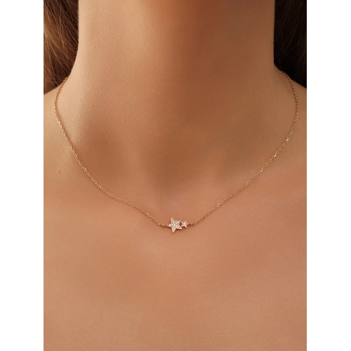 Колье из желтого золота 585 пробы с фианитами