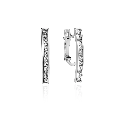 Серьги из белого золота 585 пробы с фианитами