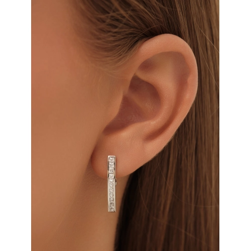 Серьги из белого золота 585 пробы с фианитами