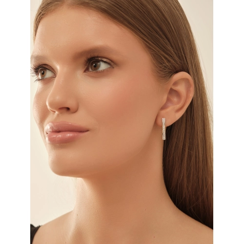 Серьги из белого золота 585 пробы с фианитами