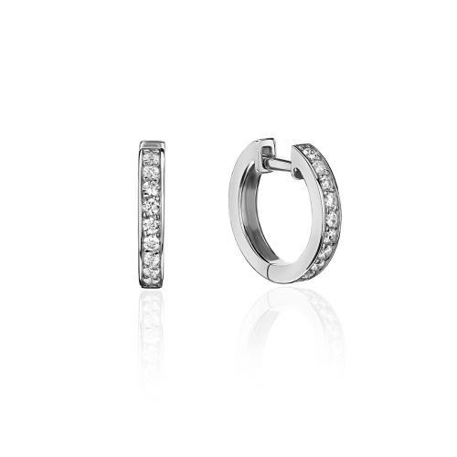 Серьги из белого золота 585 пробы с фианитами