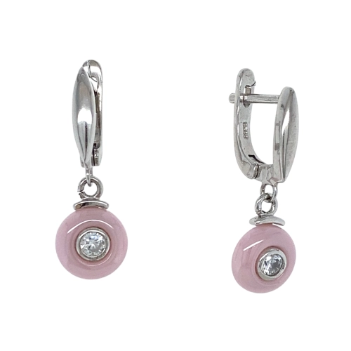 Серьги из серебра 925 пробы с керамикой и цирконами