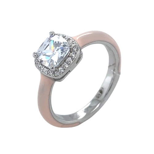 Кольцо из серебра 925 пробы с эмалью и цирконами