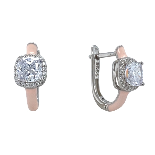 Серьги из серебра 925 пробы с эмалью и цирконами