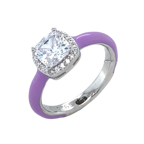 Кольцо из серебра 925 пробы с эмалью и цирконами