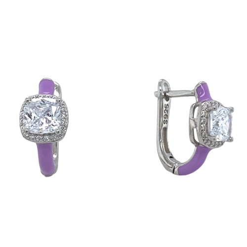 Серьги из серебра 925 пробы с эмалью и цирконами