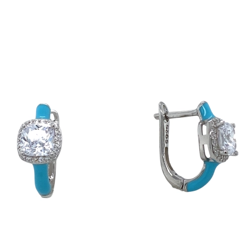 Серьги из серебра 925 пробы с эмалью и цирконами