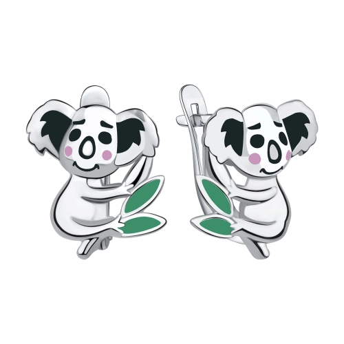 Серьги из серебра 925 пробы с эмалью