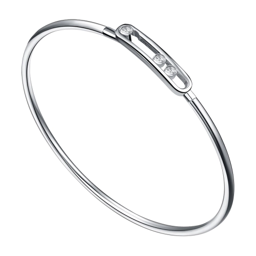 Жесткий браслет из серебра 925 пробы с фианитами