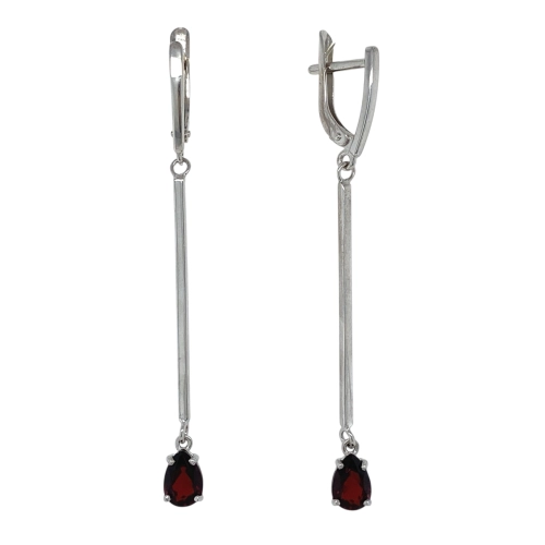 Серьги из серебра 925 пробы с гранатами