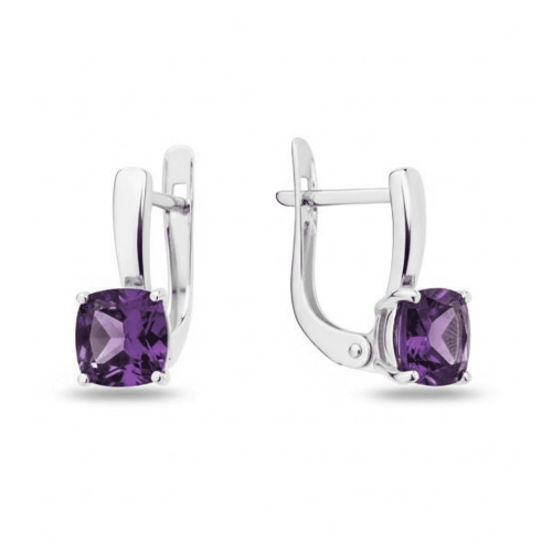 Серьги из серебра 925 пробы с аметистами