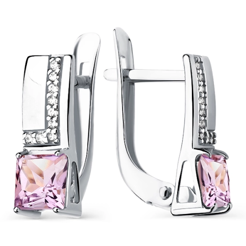 Серьги из серебра 925 пробы с аметистами и фианитами