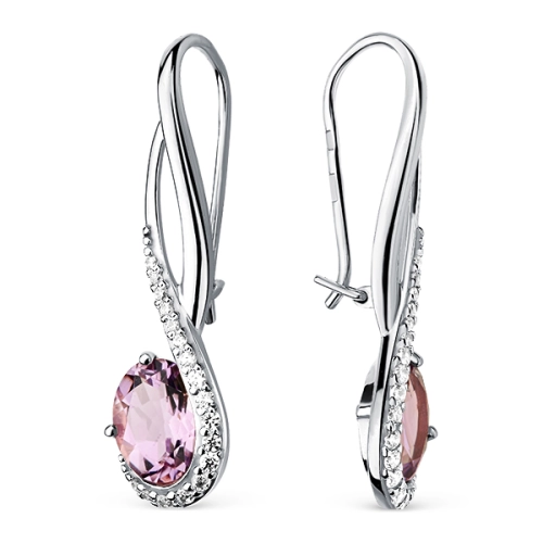 Петельки (925) аметист, фианит