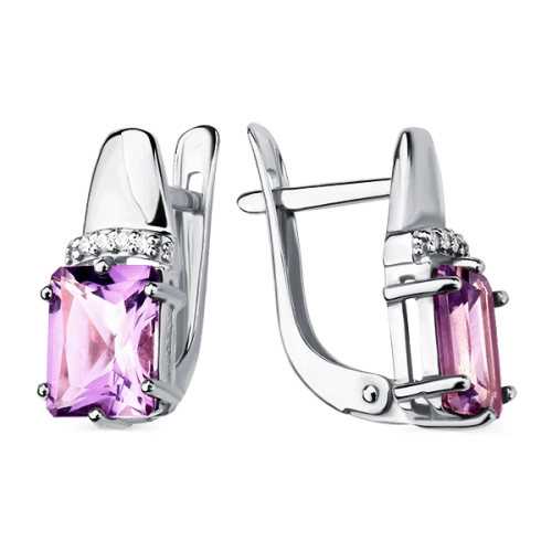 Серьги из серебра 925 пробы с аметистами и фианитами