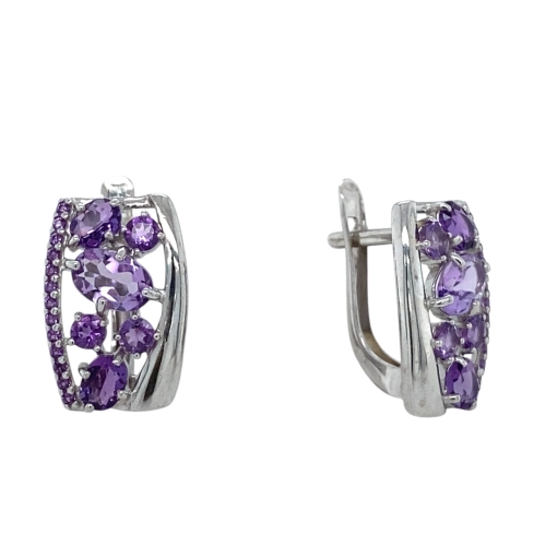 Серьги (925) аметист, аметист синт.