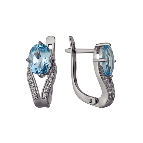 Серьги из серебра 925 пробы с топазами и фианитами