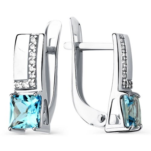 Серьги из серебра 925 пробы с топазами и фианитами